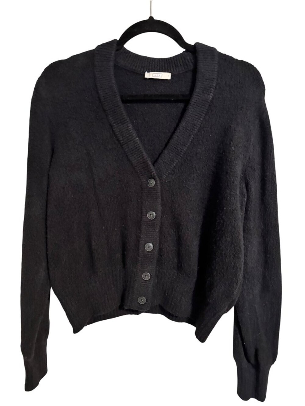 AYR Black Button-Up Cardigan Sweater Organic Cotton Blend Womens Size S